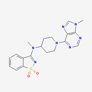 molecular formula C19H21N7O2S B6447741 3-{methyl[1-(9-methyl-9H-purin-6-yl)piperidin-4-yl]amino}-1??,2-benzothiazole-1,1-dione CAS No. 2548986-52-1