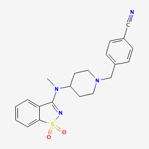 4-({4-[(1,1-dioxo-1??,2-benzothiazol-3-yl)(methyl)amino]piperidin-1-yl}methyl)benzonitrile