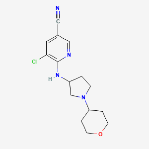 molecular formula C15H19ClN4O B6447818 5-chloro-6-{[1-(oxan-4-yl)pyrrolidin-3-yl]amino}pyridine-3-carbonitrile CAS No. 2548981-85-5