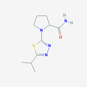 molecular formula C10H16N4OS B6447855 1-[5-(propan-2-yl)-1,3,4-thiadiazol-2-yl]pyrrolidine-2-carboxamide CAS No. 2548979-84-4