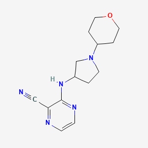 molecular formula C14H19N5O B6447980 3-{[1-(oxan-4-yl)pyrrolidin-3-yl]amino}pyrazine-2-carbonitrile CAS No. 2549044-58-6