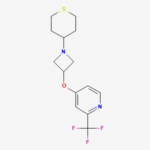 molecular formula C14H17F3N2OS B6448015 4-{[1-(thian-4-yl)azetidin-3-yl]oxy}-2-(trifluoromethyl)pyridine CAS No. 2548999-72-8