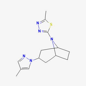 molecular formula C14H19N5S B6448086 8-(5-methyl-1,3,4-thiadiazol-2-yl)-3-(4-methyl-1H-pyrazol-1-yl)-8-azabicyclo[3.2.1]octane CAS No. 2640845-19-6