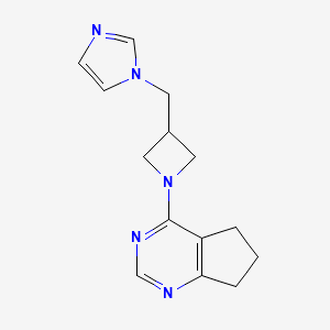 1-[(1-{5H,6H,7H-cyclopenta[d]pyrimidin-4-yl}azetidin-3-yl)methyl]-1H-imidazole