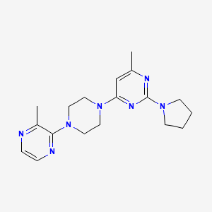 molecular formula C18H25N7 B6448202 4-methyl-6-[4-(3-methylpyrazin-2-yl)piperazin-1-yl]-2-(pyrrolidin-1-yl)pyrimidine CAS No. 2549018-89-3