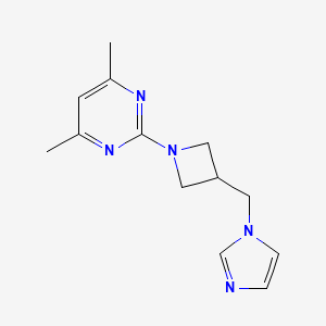 molecular formula C13H17N5 B6448241 2-{3-[(1H-imidazol-1-yl)methyl]azetidin-1-yl}-4,6-dimethylpyrimidine CAS No. 2549003-43-0