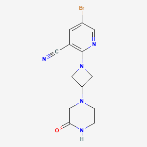 molecular formula C13H14BrN5O B6448243 5-bromo-2-[3-(3-oxopiperazin-1-yl)azetidin-1-yl]pyridine-3-carbonitrile CAS No. 2549054-20-6