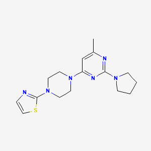 molecular formula C16H22N6S B6448309 4-methyl-2-(pyrrolidin-1-yl)-6-[4-(1,3-thiazol-2-yl)piperazin-1-yl]pyrimidine CAS No. 2548977-41-7