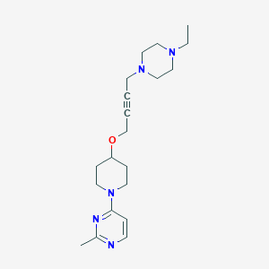 molecular formula C20H31N5O B6448350 4-(4-{[4-(4-ethylpiperazin-1-yl)but-2-yn-1-yl]oxy}piperidin-1-yl)-2-methylpyrimidine CAS No. 2549051-62-7