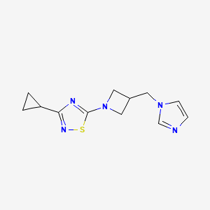 molecular formula C12H15N5S B6448392 3-cyclopropyl-5-{3-[(1H-imidazol-1-yl)methyl]azetidin-1-yl}-1,2,4-thiadiazole CAS No. 2549008-95-7