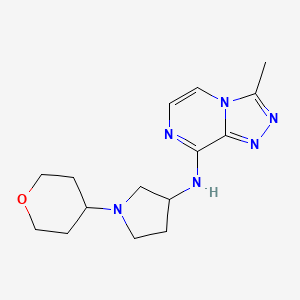 molecular formula C15H22N6O B6448428 N-{3-methyl-[1,2,4]triazolo[4,3-a]pyrazin-8-yl}-1-(oxan-4-yl)pyrrolidin-3-amine CAS No. 2549054-37-5