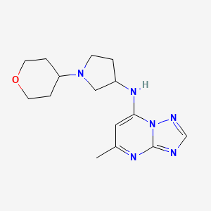 molecular formula C15H22N6O B6448429 N-{5-methyl-[1,2,4]triazolo[1,5-a]pyrimidin-7-yl}-1-(oxan-4-yl)pyrrolidin-3-amine CAS No. 2640974-67-8