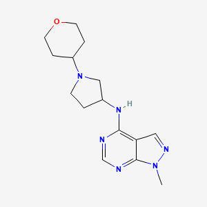 molecular formula C15H22N6O B6448435 N-{1-methyl-1H-pyrazolo[3,4-d]pyrimidin-4-yl}-1-(oxan-4-yl)pyrrolidin-3-amine CAS No. 2549051-78-5