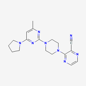 molecular formula C18H22N8 B6448480 3-{4-[4-methyl-6-(pyrrolidin-1-yl)pyrimidin-2-yl]piperazin-1-yl}pyrazine-2-carbonitrile CAS No. 2549041-69-0