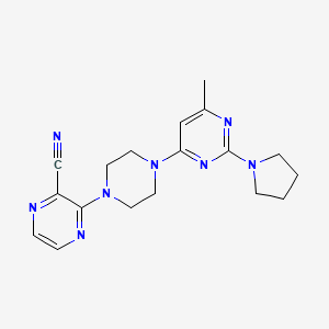 molecular formula C18H22N8 B6448490 3-{4-[6-methyl-2-(pyrrolidin-1-yl)pyrimidin-4-yl]piperazin-1-yl}pyrazine-2-carbonitrile CAS No. 2549013-23-0