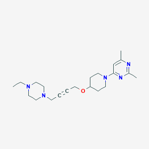 molecular formula C21H33N5O B6448539 4-(4-{[4-(4-ethylpiperazin-1-yl)but-2-yn-1-yl]oxy}piperidin-1-yl)-2,6-dimethylpyrimidine CAS No. 2549052-07-3