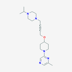 molecular formula C21H33N5O B6448563 2-methyl-6-[4-({4-[4-(propan-2-yl)piperazin-1-yl]but-2-yn-1-yl}oxy)piperidin-1-yl]pyrazine CAS No. 2549012-48-6