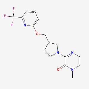 molecular formula C16H17F3N4O2 B6448622 1-methyl-3-[3-({[6-(trifluoromethyl)pyridin-2-yl]oxy}methyl)pyrrolidin-1-yl]-1,2-dihydropyrazin-2-one CAS No. 2549013-57-0