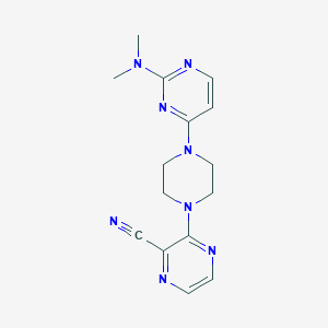 molecular formula C15H18N8 B6448641 3-{4-[2-(dimethylamino)pyrimidin-4-yl]piperazin-1-yl}pyrazine-2-carbonitrile CAS No. 2549043-46-9