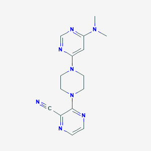 molecular formula C15H18N8 B6448663 3-{4-[6-(dimethylamino)pyrimidin-4-yl]piperazin-1-yl}pyrazine-2-carbonitrile CAS No. 2549005-07-2