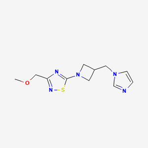 molecular formula C11H15N5OS B6448675 5-{3-[(1H-imidazol-1-yl)methyl]azetidin-1-yl}-3-(methoxymethyl)-1,2,4-thiadiazole CAS No. 2548992-20-5