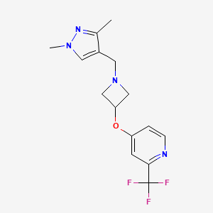 molecular formula C15H17F3N4O B6448687 4-({1-[(1,3-dimethyl-1H-pyrazol-4-yl)methyl]azetidin-3-yl}oxy)-2-(trifluoromethyl)pyridine CAS No. 2549034-50-4