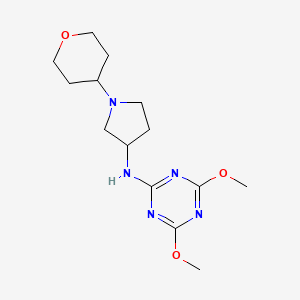B6448724 4,6-dimethoxy-N-[1-(oxan-4-yl)pyrrolidin-3-yl]-1,3,5-triazin-2-amine CAS No. 2548979-56-0