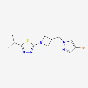 molecular formula C12H16BrN5S B6448732 2-{3-[(4-bromo-1H-pyrazol-1-yl)methyl]azetidin-1-yl}-5-(propan-2-yl)-1,3,4-thiadiazole CAS No. 2548993-48-0