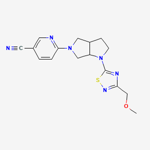 molecular formula C16H18N6OS B6448750 6-{1-[3-(methoxymethyl)-1,2,4-thiadiazol-5-yl]-octahydropyrrolo[2,3-c]pyrrol-5-yl}pyridine-3-carbonitrile CAS No. 2640843-11-2