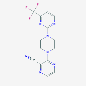 molecular formula C14H12F3N7 B6448761 3-{4-[4-(trifluoromethyl)pyrimidin-2-yl]piperazin-1-yl}pyrazine-2-carbonitrile CAS No. 2549048-76-0