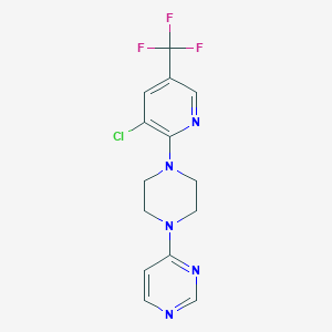 molecular formula C14H13ClF3N5 B6448851 4-{4-[3-chloro-5-(trifluoromethyl)pyridin-2-yl]piperazin-1-yl}pyrimidine CAS No. 2640843-59-8