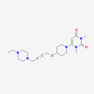 molecular formula C21H33N5O3 B6448885 6-(4-{[4-(4-ethylpiperazin-1-yl)but-2-yn-1-yl]oxy}piperidin-1-yl)-1,3-dimethyl-1,2,3,4-tetrahydropyrimidine-2,4-dione CAS No. 2640963-85-3