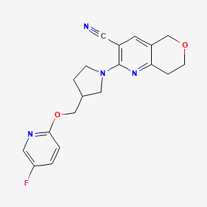 molecular formula C19H19FN4O2 B6448905 2-(3-{[(5-fluoropyridin-2-yl)oxy]methyl}pyrrolidin-1-yl)-5H,7H,8H-pyrano[4,3-b]pyridine-3-carbonitrile CAS No. 2640843-74-7