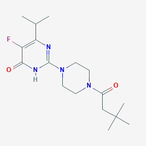 molecular formula C17H27FN4O2 B6449070 2-[4-(3,3-dimethylbutanoyl)piperazin-1-yl]-5-fluoro-6-(propan-2-yl)-3,4-dihydropyrimidin-4-one CAS No. 2549045-46-5