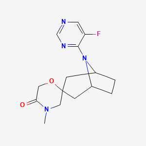 molecular formula C15H19FN4O2 B6449104 8-(5-fluoropyrimidin-4-yl)-4'-methyl-8-azaspiro[bicyclo[3.2.1]octane-3,2'-morpholin]-5'-one CAS No. 2640814-47-5