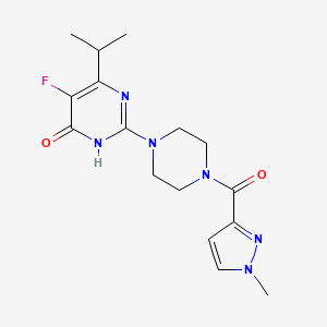 5-fluoro-2-[4-(1-methyl-1H-pyrazole-3-carbonyl)piperazin-1-yl]-6-(propan-2-yl)-3,4-dihydropyrimidin-4-one