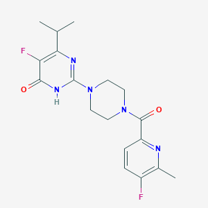 molecular formula C18H21F2N5O2 B6449170 5-fluoro-2-[4-(5-fluoro-6-methylpyridine-2-carbonyl)piperazin-1-yl]-6-(propan-2-yl)-3,4-dihydropyrimidin-4-one CAS No. 2549026-83-5