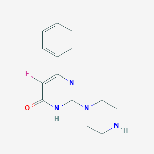 5-fluoro-6-phenyl-2-(piperazin-1-yl)-3,4-dihydropyrimidin-4-one
