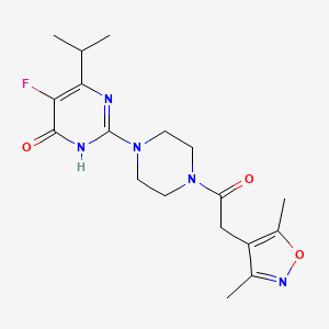 molecular formula C18H24FN5O3 B6449239 2-{4-[2-(3,5-dimethyl-1,2-oxazol-4-yl)acetyl]piperazin-1-yl}-5-fluoro-6-(propan-2-yl)-3,4-dihydropyrimidin-4-one CAS No. 2549038-69-7