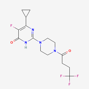 molecular formula C15H18F4N4O2 B6449240 6-cyclopropyl-5-fluoro-2-[4-(4,4,4-trifluorobutanoyl)piperazin-1-yl]-3,4-dihydropyrimidin-4-one CAS No. 2549042-02-4