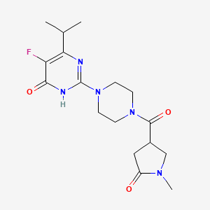 molecular formula C17H24FN5O3 B6449260 5-fluoro-2-[4-(1-methyl-5-oxopyrrolidine-3-carbonyl)piperazin-1-yl]-6-(propan-2-yl)-3,4-dihydropyrimidin-4-one CAS No. 2549041-71-4