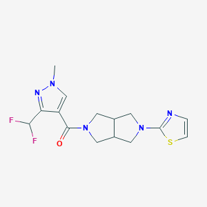 molecular formula C15H17F2N5OS B6449346 2-{5-[3-(difluoromethyl)-1-methyl-1H-pyrazole-4-carbonyl]-octahydropyrrolo[3,4-c]pyrrol-2-yl}-1,3-thiazole CAS No. 2549044-10-0
