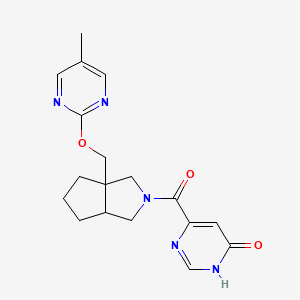 molecular formula C18H21N5O3 B6449383 6-(3a-{[(5-methylpyrimidin-2-yl)oxy]methyl}-octahydrocyclopenta[c]pyrrole-2-carbonyl)-3,4-dihydropyrimidin-4-one CAS No. 2549005-54-9