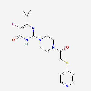 molecular formula C18H20FN5O2S B6449394 6-cyclopropyl-5-fluoro-2-{4-[2-(pyridin-4-ylsulfanyl)acetyl]piperazin-1-yl}-3,4-dihydropyrimidin-4-one CAS No. 2549003-13-4