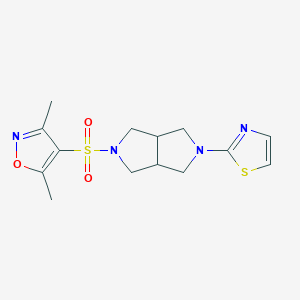 molecular formula C14H18N4O3S2 B6449398 3,5-dimethyl-4-{[5-(1,3-thiazol-2-yl)-octahydropyrrolo[3,4-c]pyrrol-2-yl]sulfonyl}-1,2-oxazole CAS No. 2548989-82-6