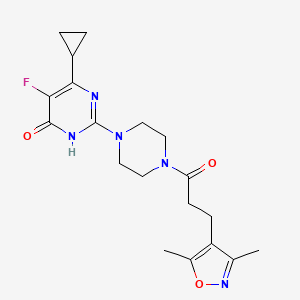 molecular formula C19H24FN5O3 B6449412 6-cyclopropyl-2-{4-[3-(3,5-dimethyl-1,2-oxazol-4-yl)propanoyl]piperazin-1-yl}-5-fluoro-3,4-dihydropyrimidin-4-one CAS No. 2548999-60-4