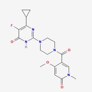 molecular formula C19H22FN5O4 B6449425 6-cyclopropyl-5-fluoro-2-[4-(4-methoxy-1-methyl-6-oxo-1,6-dihydropyridine-3-carbonyl)piperazin-1-yl]-3,4-dihydropyrimidin-4-one CAS No. 2548999-81-9