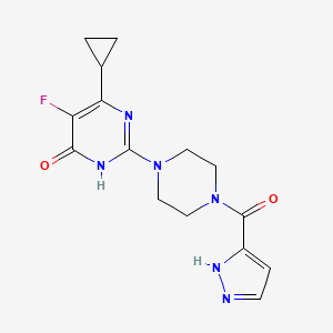 molecular formula C15H17FN6O2 B6449439 6-cyclopropyl-5-fluoro-2-[4-(1H-pyrazole-3-carbonyl)piperazin-1-yl]-3,4-dihydropyrimidin-4-one CAS No. 2548986-27-0