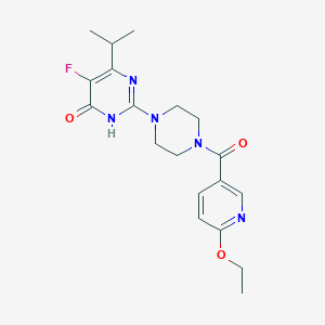 molecular formula C19H24FN5O3 B6449458 2-[4-(6-ethoxypyridine-3-carbonyl)piperazin-1-yl]-5-fluoro-6-(propan-2-yl)-3,4-dihydropyrimidin-4-one CAS No. 2548983-37-3