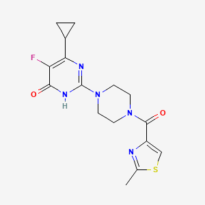 molecular formula C16H18FN5O2S B6449523 6-cyclopropyl-5-fluoro-2-[4-(2-methyl-1,3-thiazole-4-carbonyl)piperazin-1-yl]-3,4-dihydropyrimidin-4-one CAS No. 2548984-04-7
